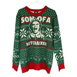 Elf Sweater Mens XL Green Red Son Of A Nutcracker Buddy Christmas Ugly Holiday